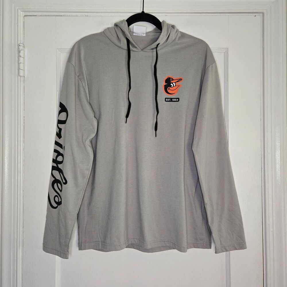 Baltimore Orioles Hoodie Womens M Gray Lightweight Pullover MLB Baseball